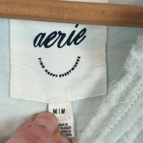 Aerie Women's Ocean Blue Oversized distressed coverup button shirt sz Medium NWT - Picture 8 of 14
